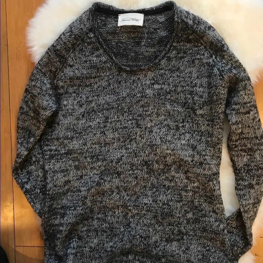 [american vintage] Grey marled scoop neck sweater